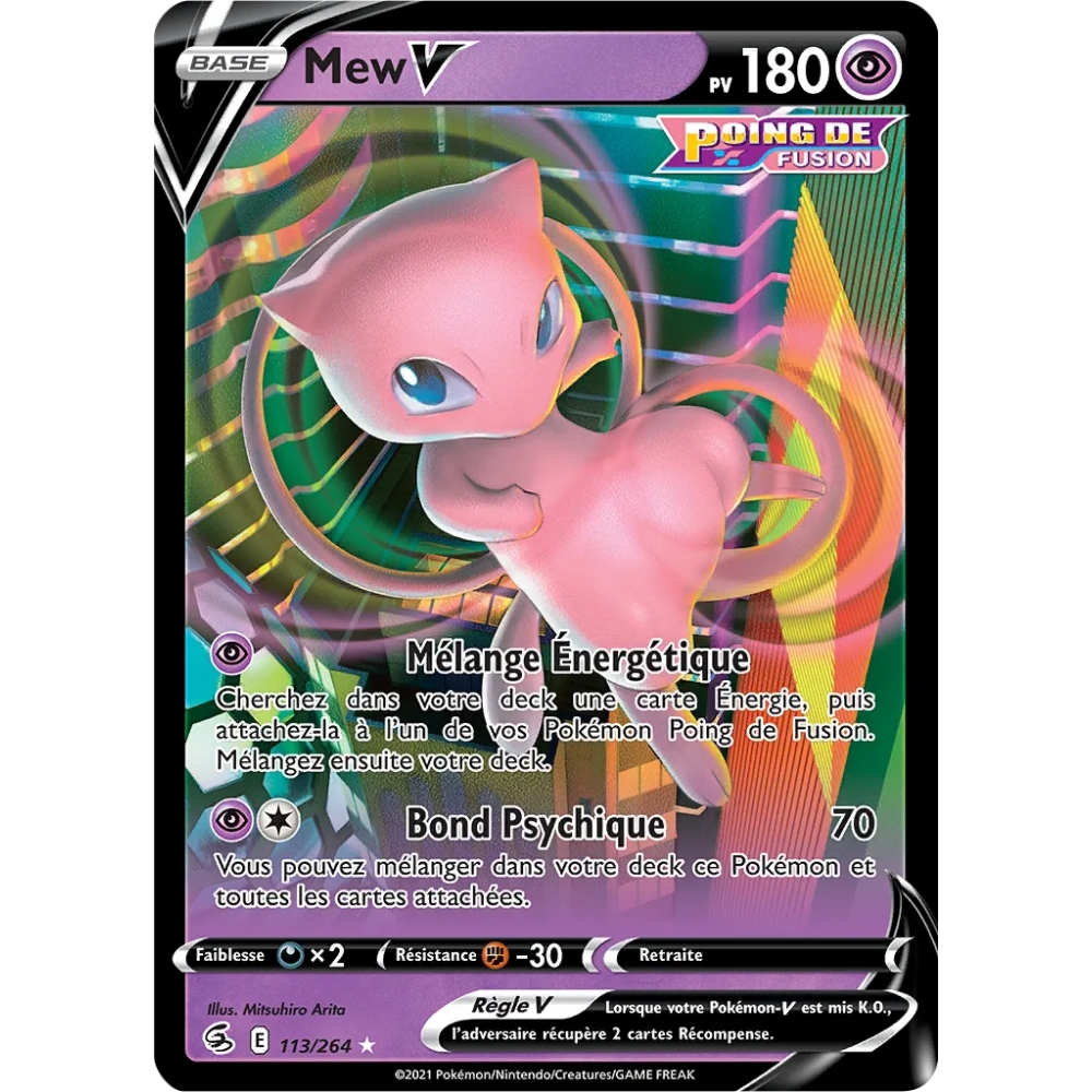 Découvrez Mew, carte Holographique rare V de la série Poing de Fusion