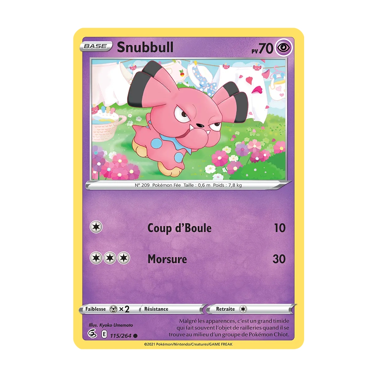 Découvrez Snubbull, carte Commune (Brillante) de la série Poing de Fusion