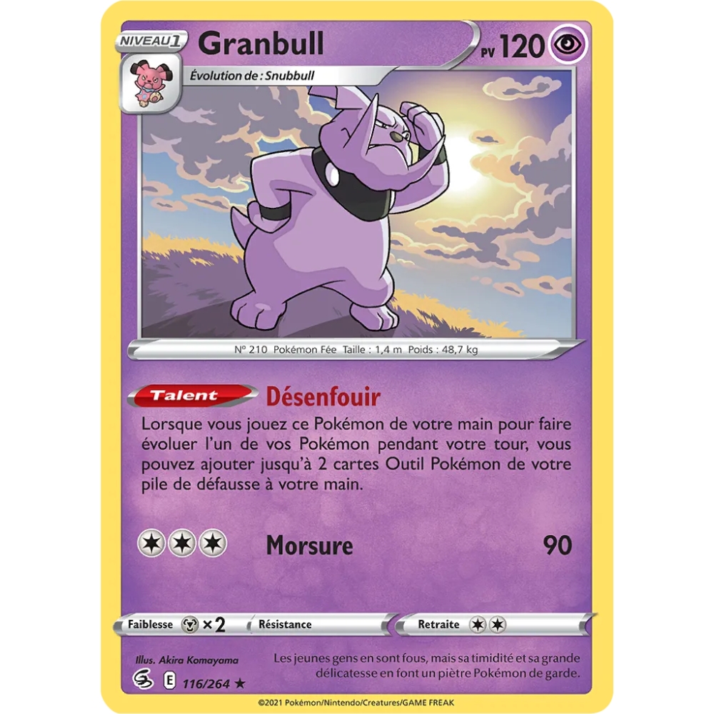 Granbull 116/264 : Joyau Rare (Brillante) de l'extension Pokémon Poing de Fusion