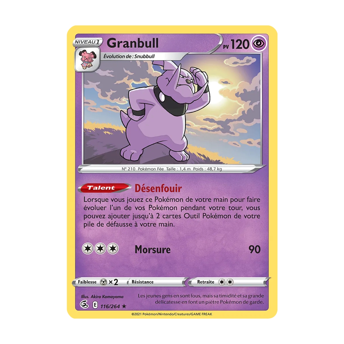 Granbull 116/264 : Joyau Rare (Brillante) de l'extension Pokémon Poing de Fusion