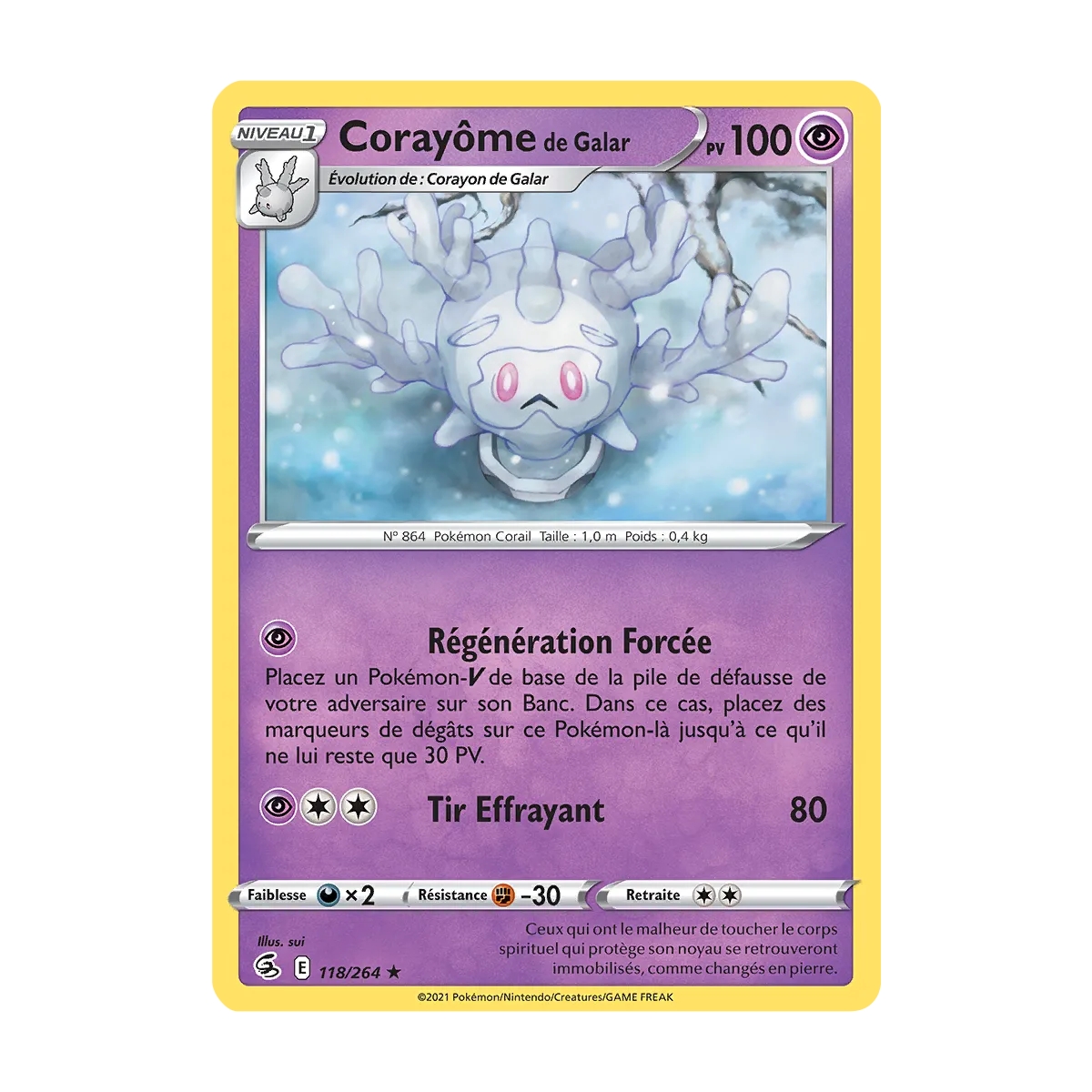 Découvrez Corayôme de Galar, carte Rare (Brillante) de la série Poing de Fusion