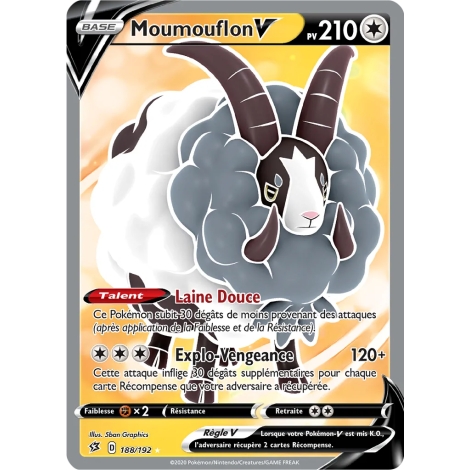 Moumouflon 188/192 : Joyau Ultra rare de l'extension Pokémon Épée et Bouclier Clash des Rebelles