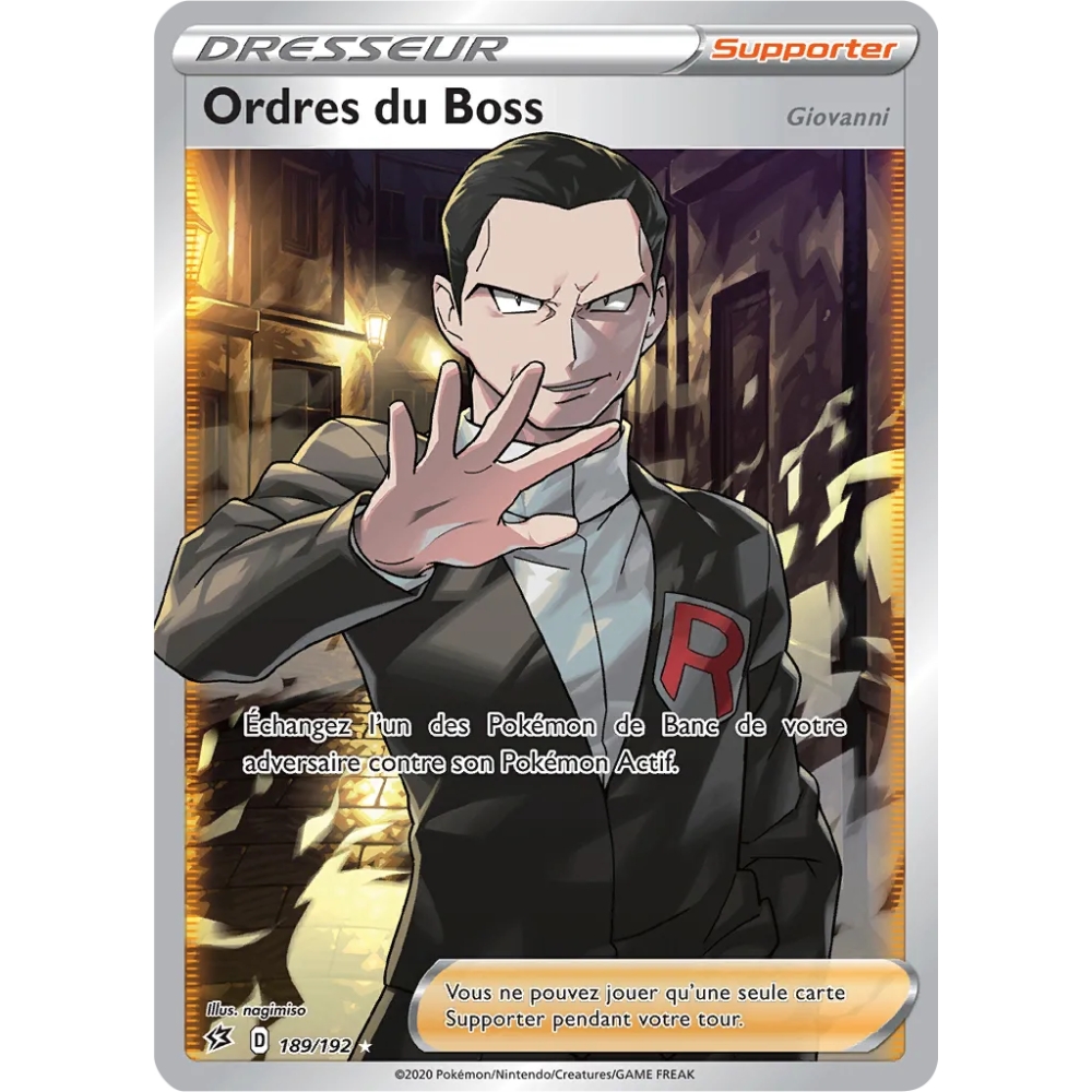 Ordres du Boss 189/192 : Joyau Ultra rare de l'extension Pokémon Épée et Bouclier Clash des Rebelles