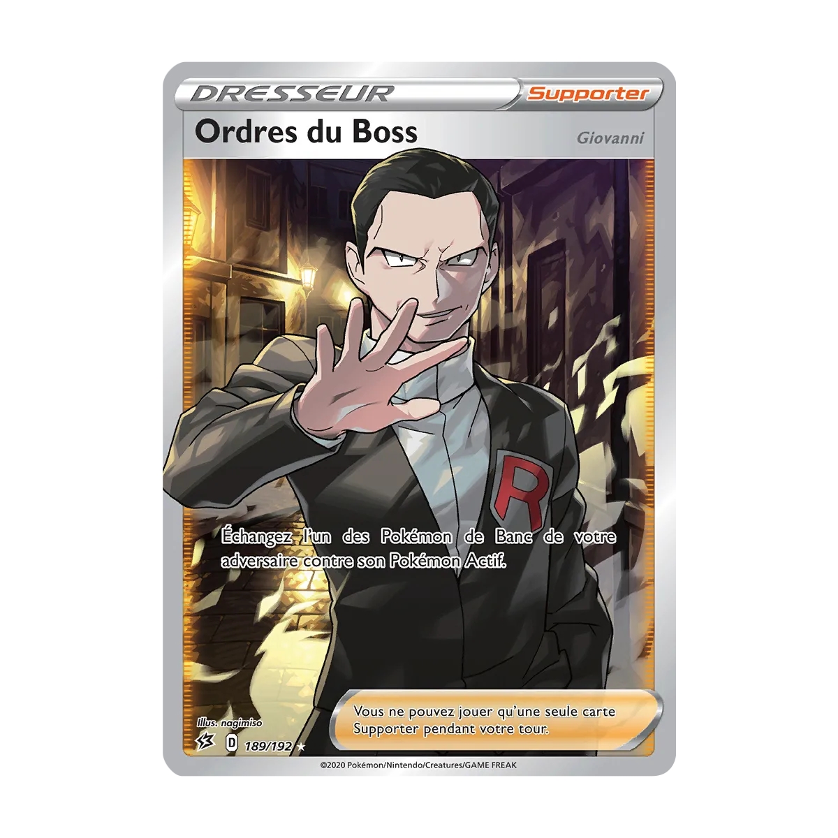 Ordres du Boss 189/192 : Joyau Ultra rare de l'extension Pokémon Épée et Bouclier Clash des Rebelles