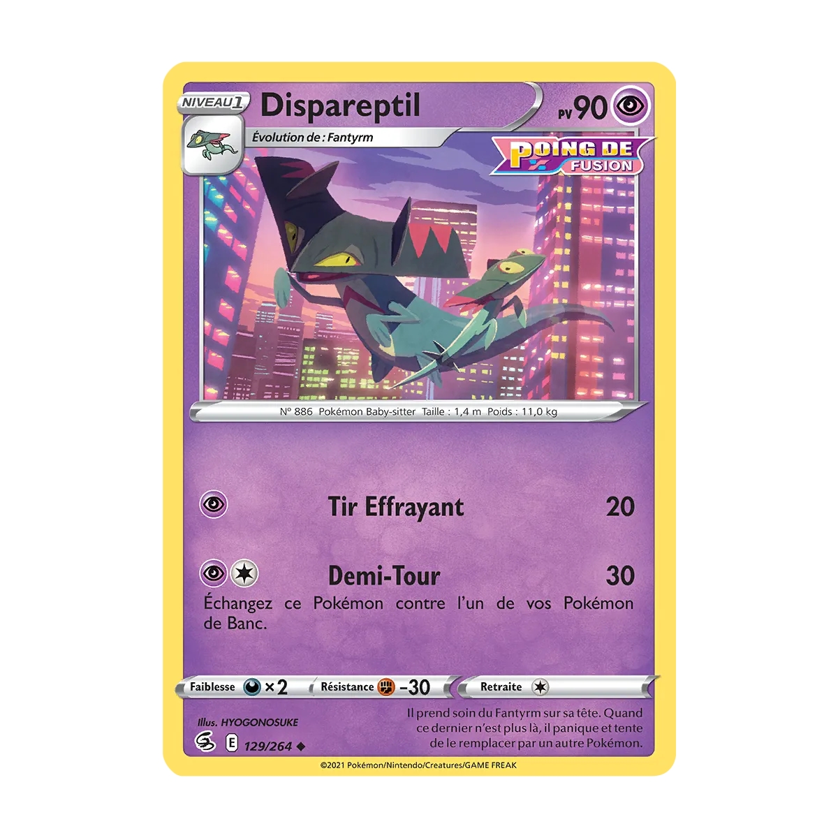 Carte Dispareptil - Peu commune (Brillante) de Pokémon Poing de Fusion 129/264