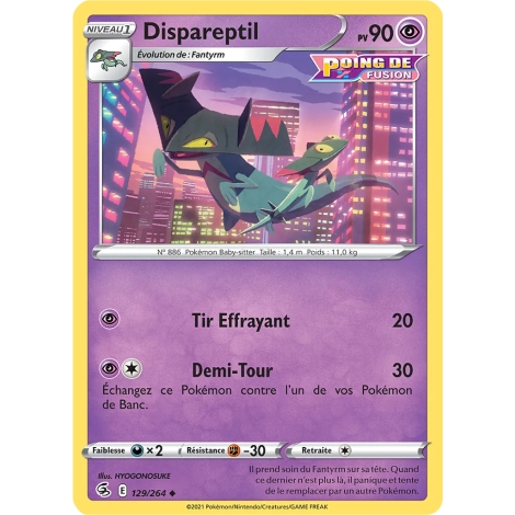 Carte Dispareptil - Peu commune (Brillante) de Pokémon Poing de Fusion 129/264