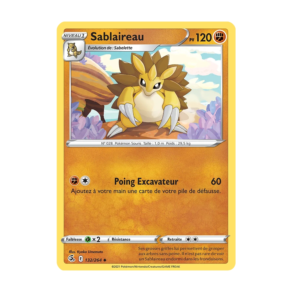 Sablaireau 132/264 : Joyau Peu commune (Brillante) de l'extension Pokémon Poing de Fusion