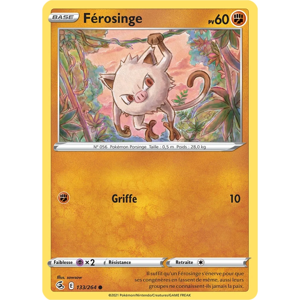 Carte Férosinge Commune (Brillante) de Pokémon Poing de Fusion 133/264