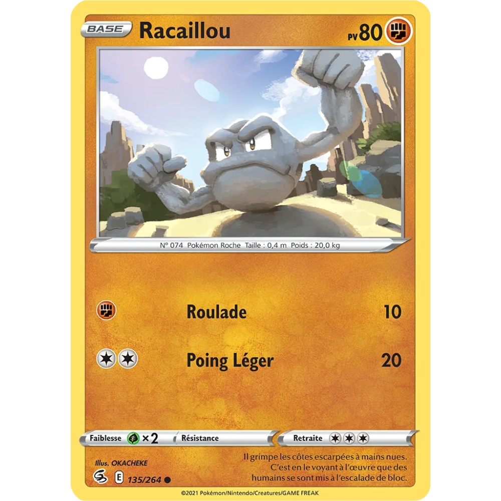 Carte Racaillou - Commune (Brillante) de Pokémon Poing de Fusion 135/264