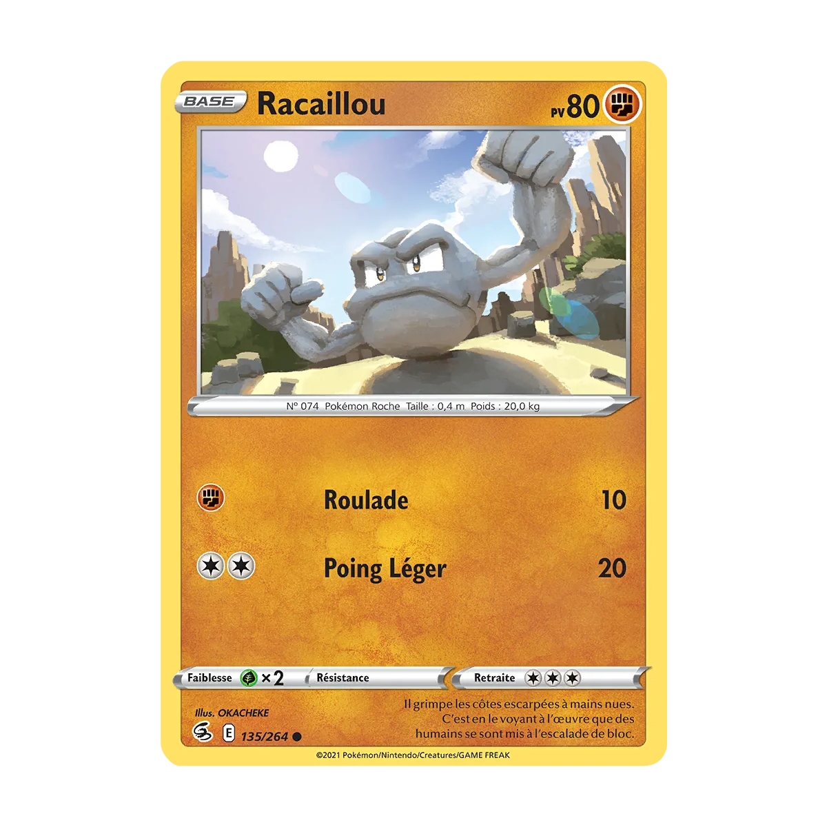 Carte Racaillou - Commune (Brillante) de Pokémon Poing de Fusion 135/264