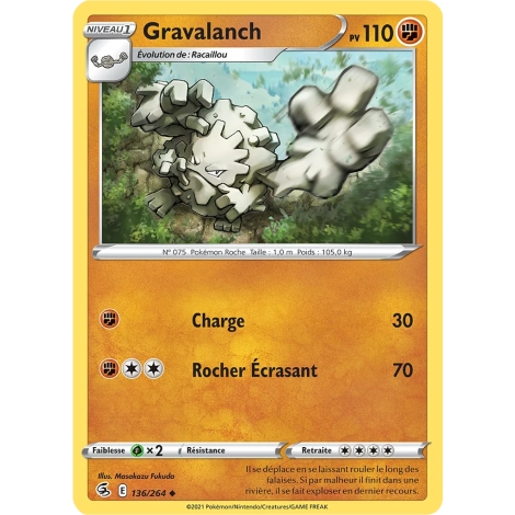 Gravalanch 136/264 : Joyau Peu commune (Brillante) de l'extension Pokémon Poing de Fusion