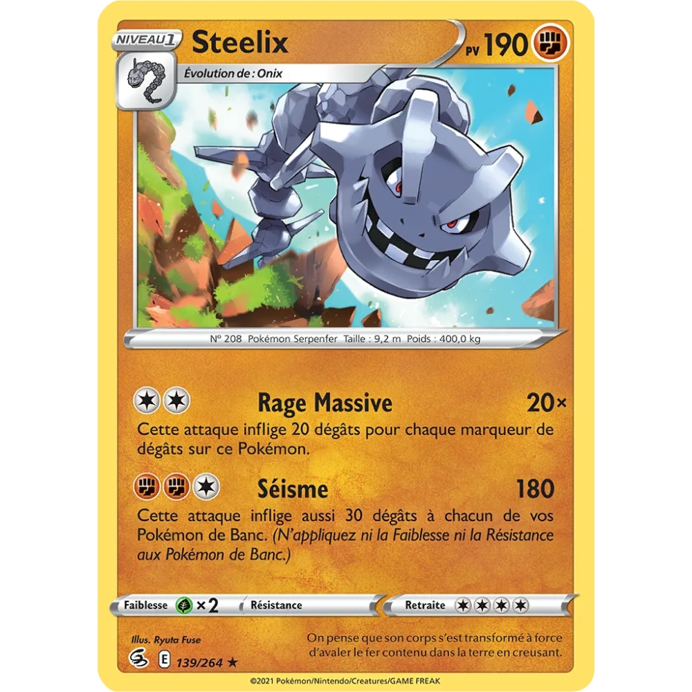 Découvrez Steelix carte Holographique rare de la série Poing de Fusion