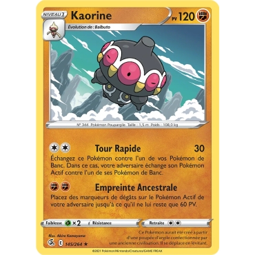 Carte Kaorine - Rare (Brillante) de Pokémon Poing de Fusion 145/264