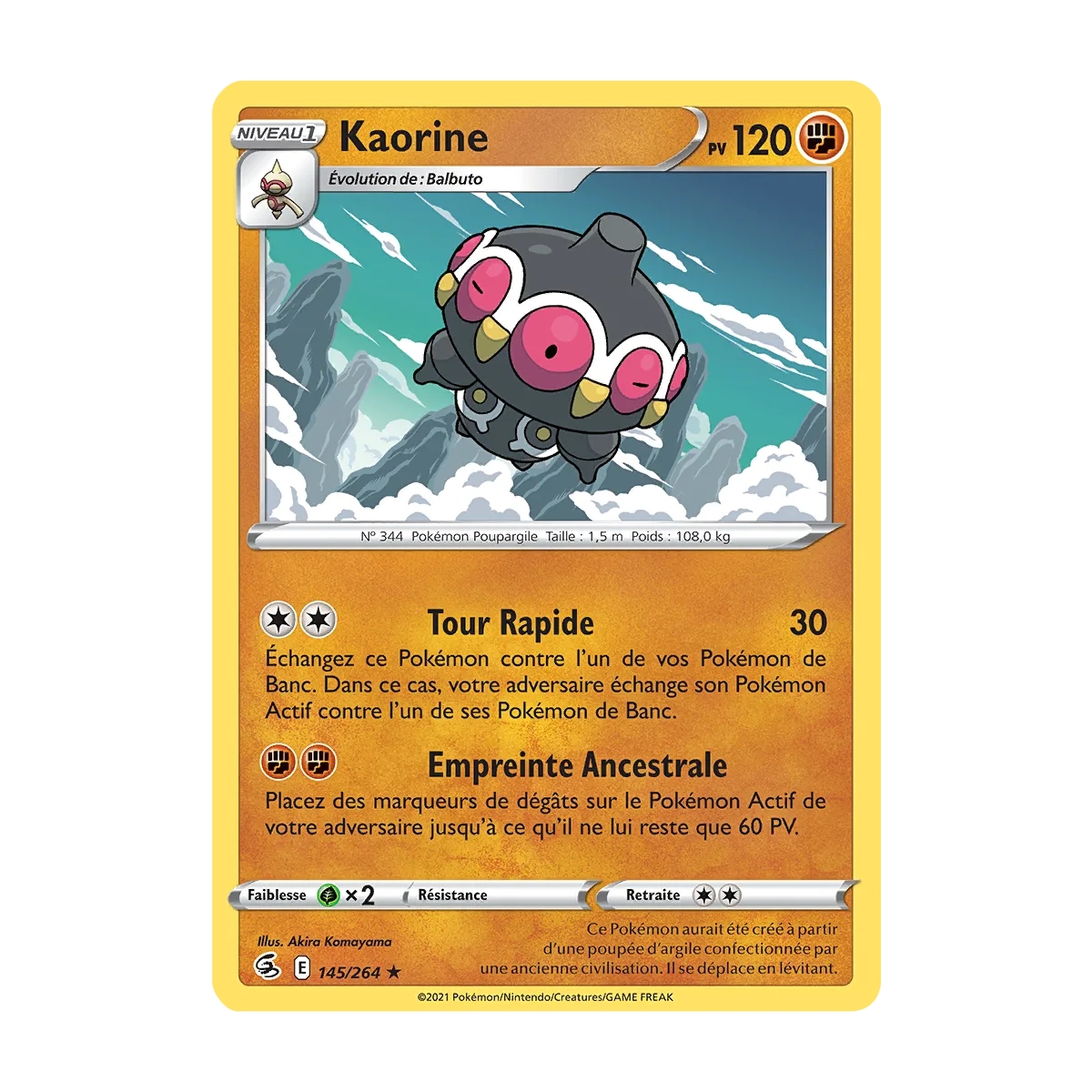 Carte Kaorine - Rare (Brillante) de Pokémon Poing de Fusion 145/264