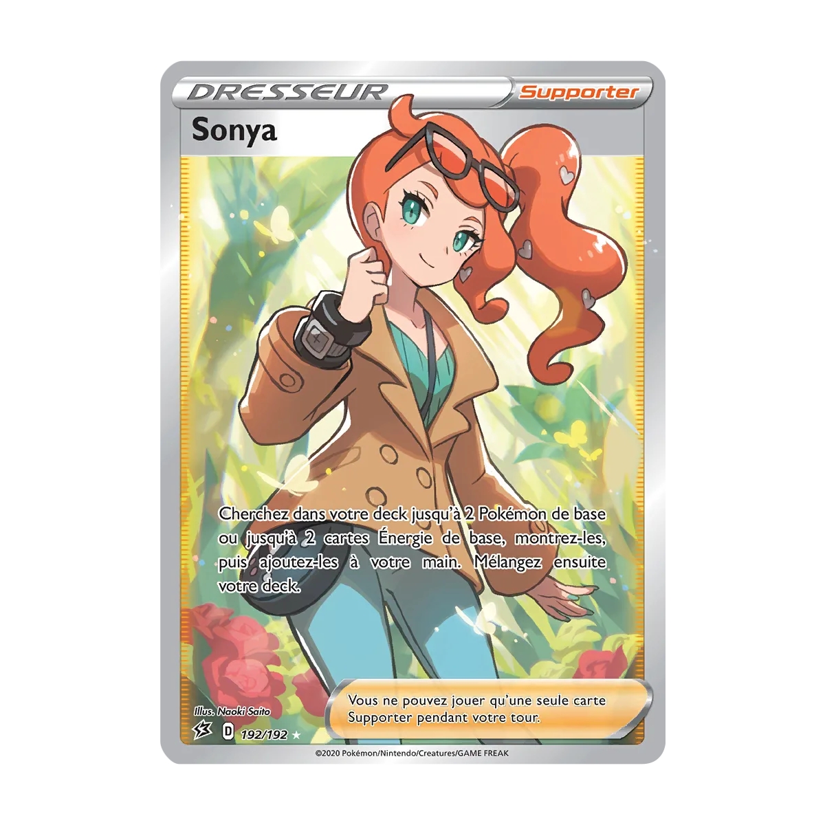 Carte Sonya - Ultra rare de Pokémon Épée et Bouclier Clash des Rebelles 192/192