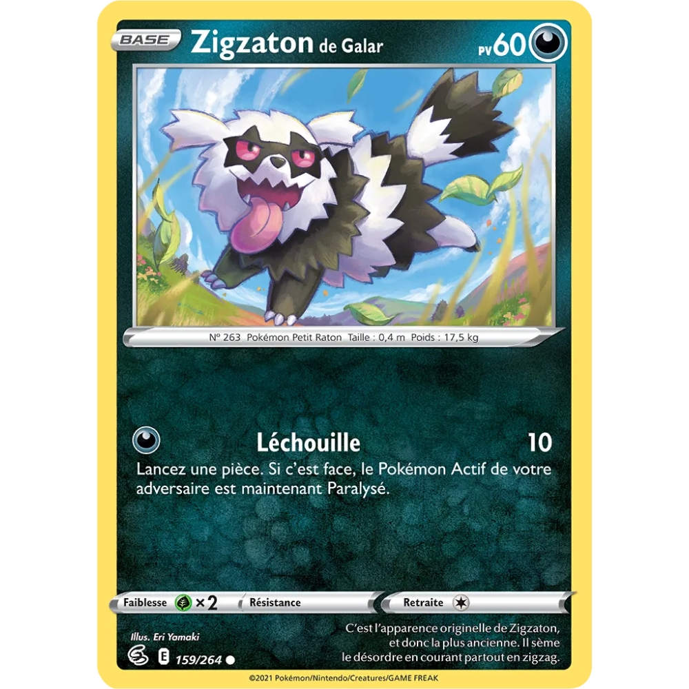 Zigzaton de Galar carte Commune Brillante de la série Poing de Fusion