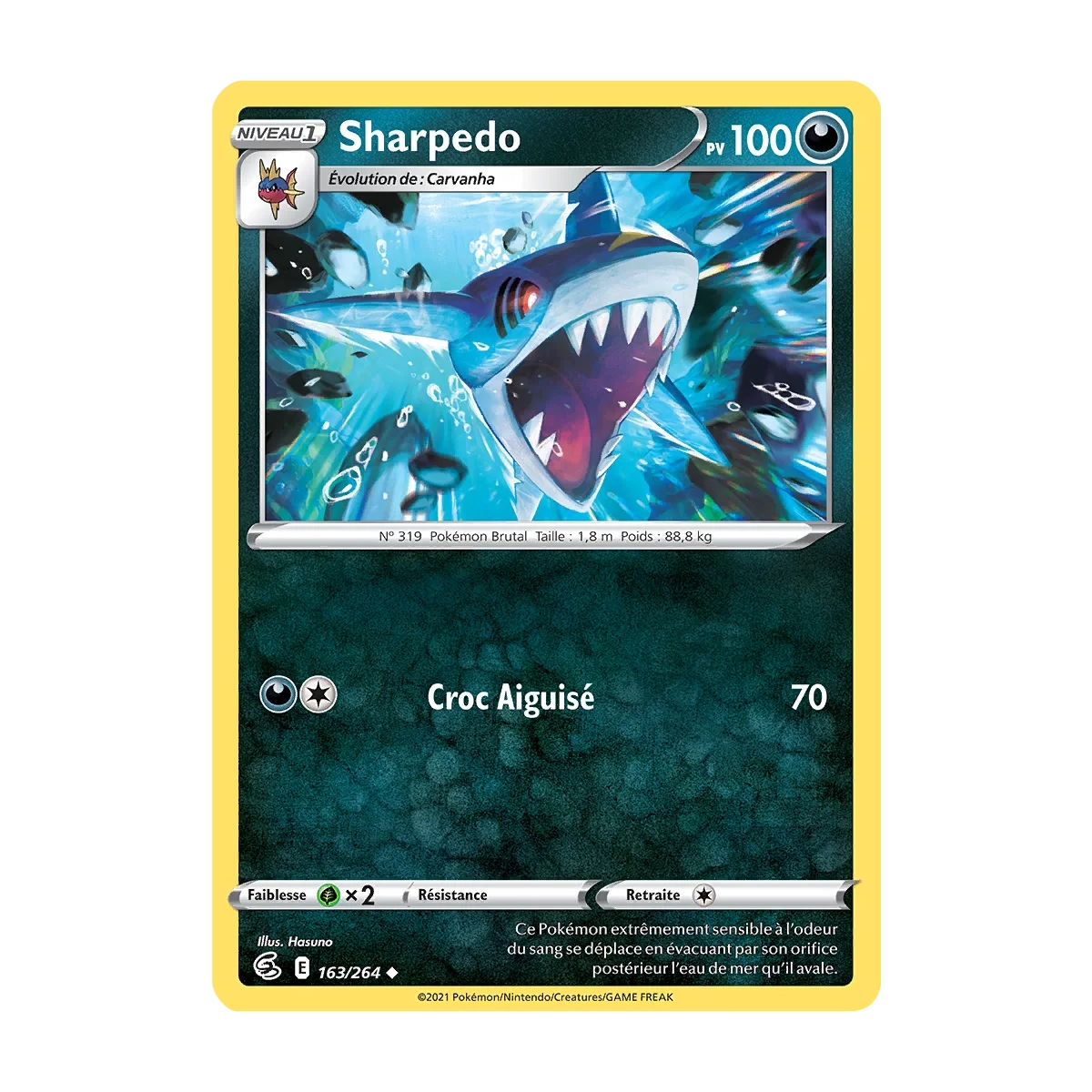 Sharpedo 163/264 Brillante de l'extension Pokémon Poing de Fusion