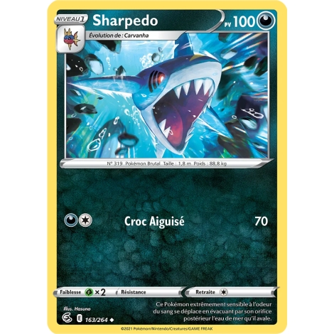 Sharpedo 163/264 Brillante de l'extension Pokémon Poing de Fusion