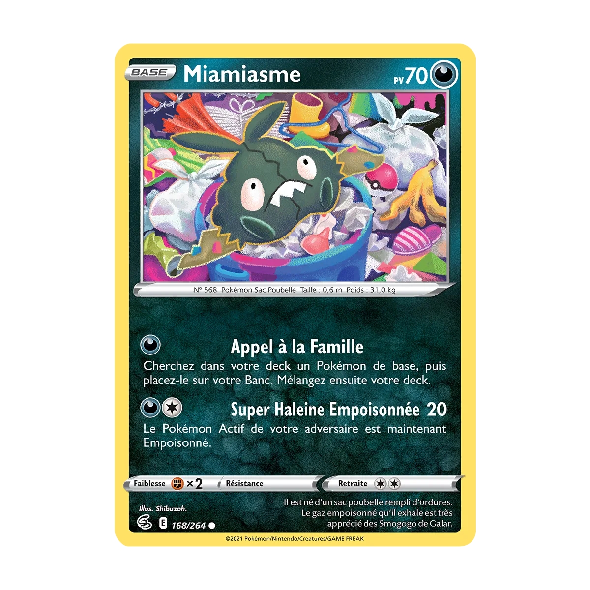 Miamiasme 168/264 : Joyau Commune (Brillante) de l'extension Pokémon Poing de Fusion