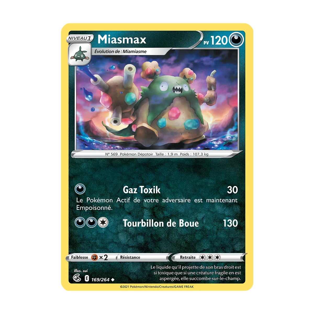 Carte Miasmax - Peu commune (Brillante) de Pokémon Poing de Fusion 169/264