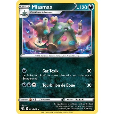 Carte Miasmax - Peu commune (Brillante) de Pokémon Poing de Fusion 169/264