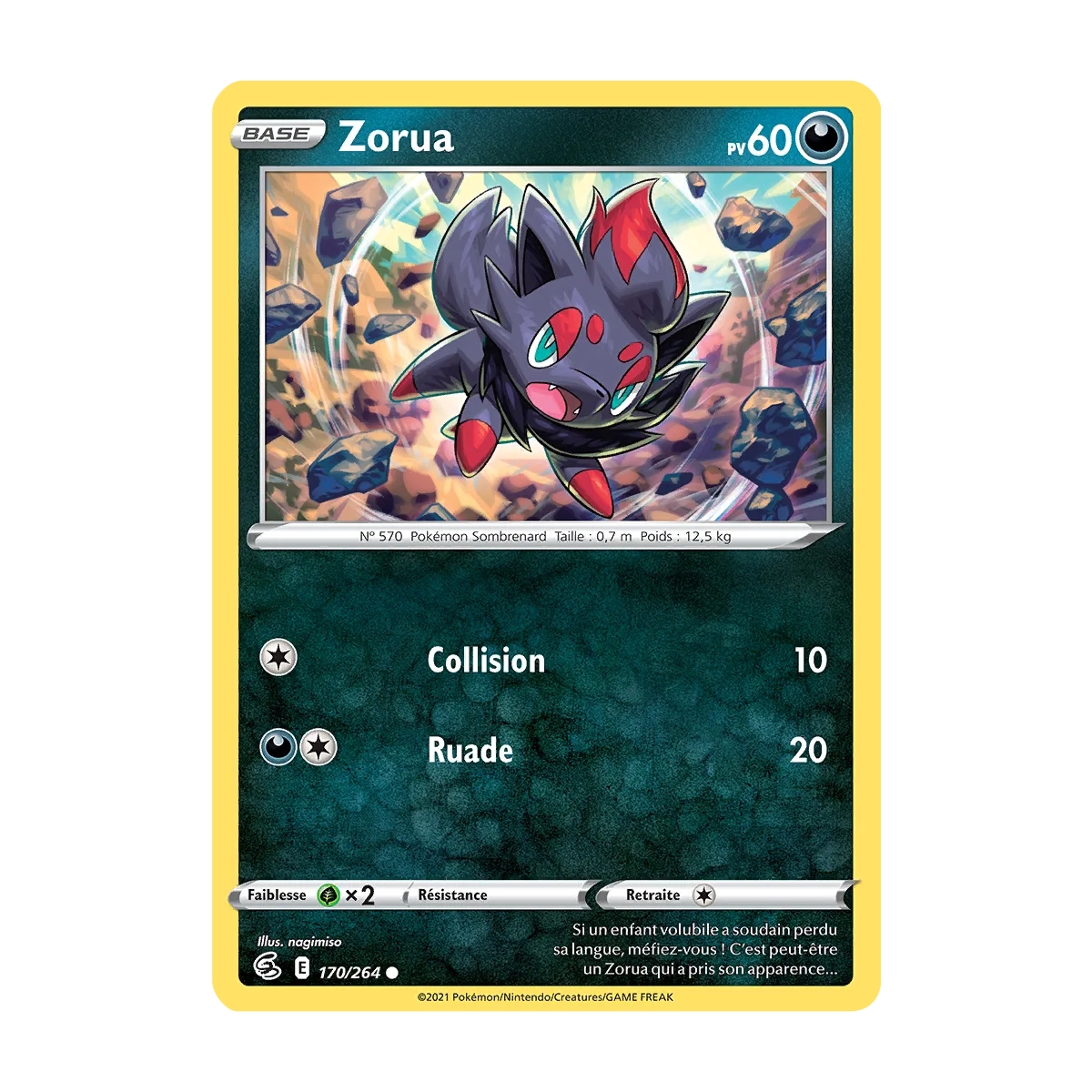 Carte Zorua - Commune (Brillante) de Pokémon Poing de Fusion 170/264