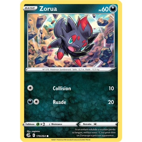 Carte Zorua - Commune (Brillante) de Pokémon Poing de Fusion 170/264