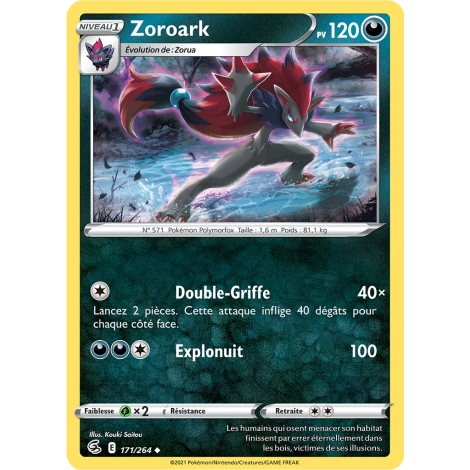 Carte Zoroark - Peu commune (Brillante) de Pokémon Poing de Fusion 171/264