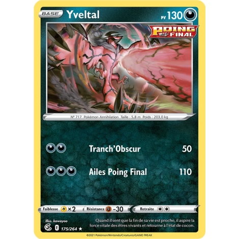 Carte Yveltal - Rare (Brillante) de Pokémon Poing de Fusion 175/264