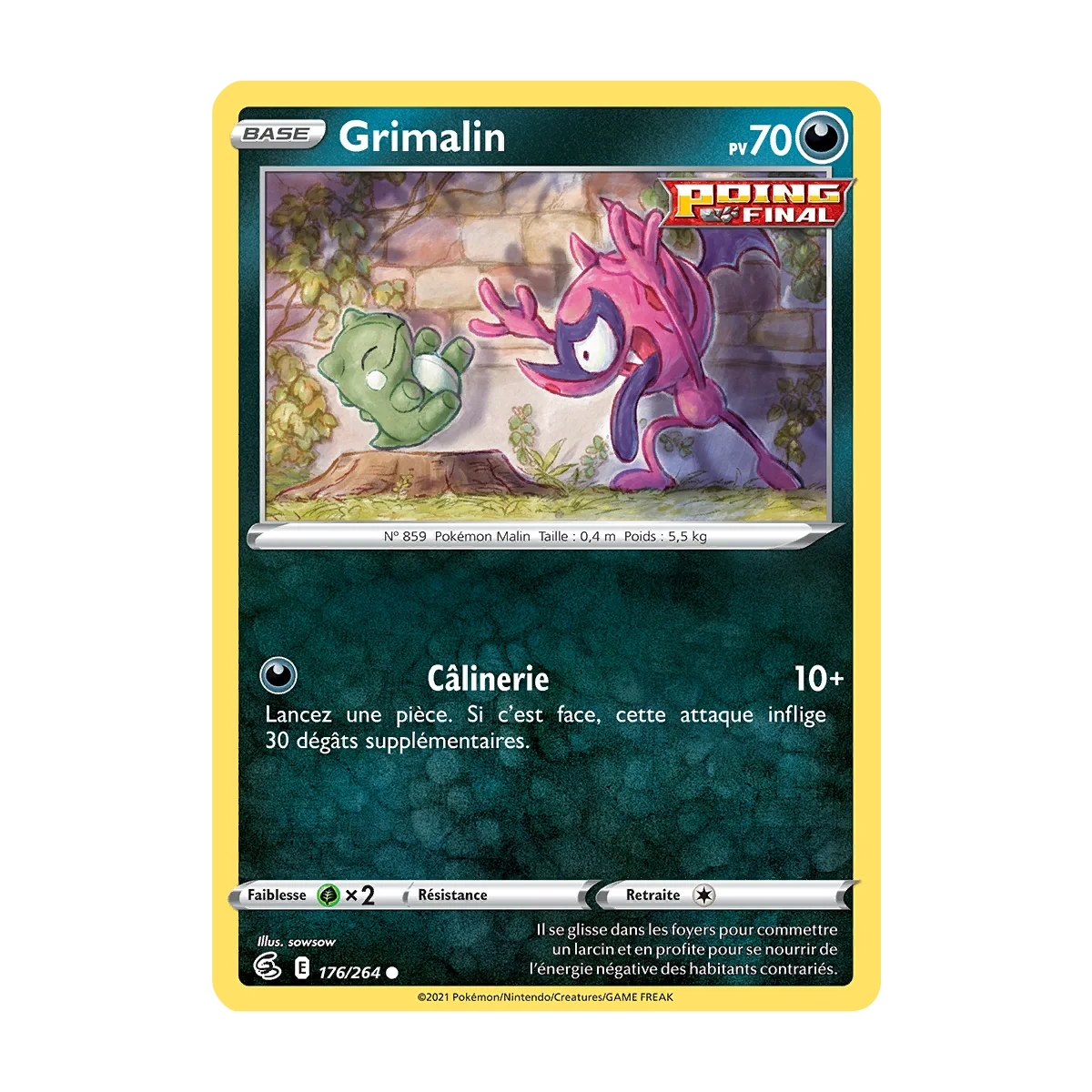 Carte Grimalin Commune (Brillante) de Pokémon Poing de Fusion 176/264