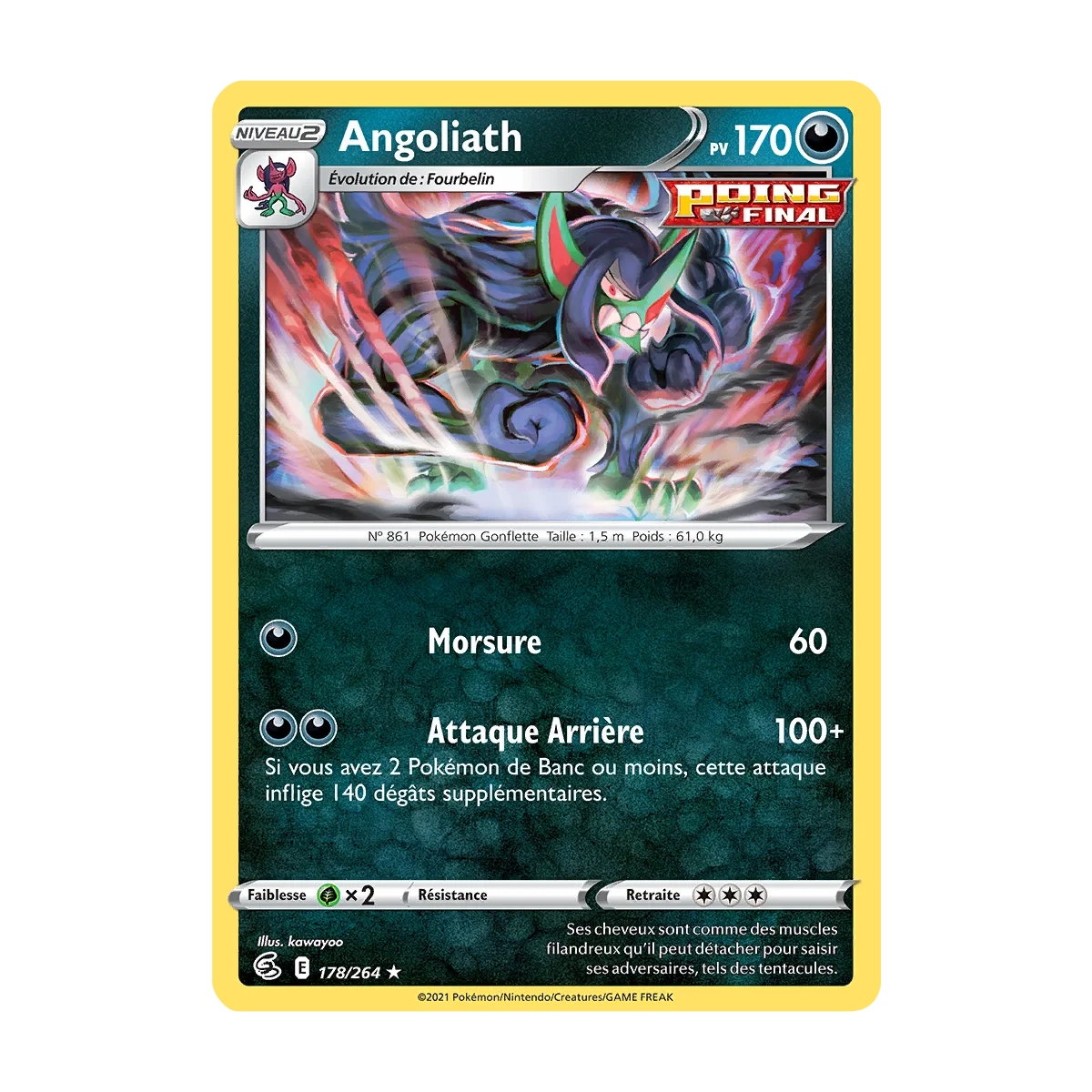 Angoliath 178/264  rare de l'extension Pokémon Poing de Fusion