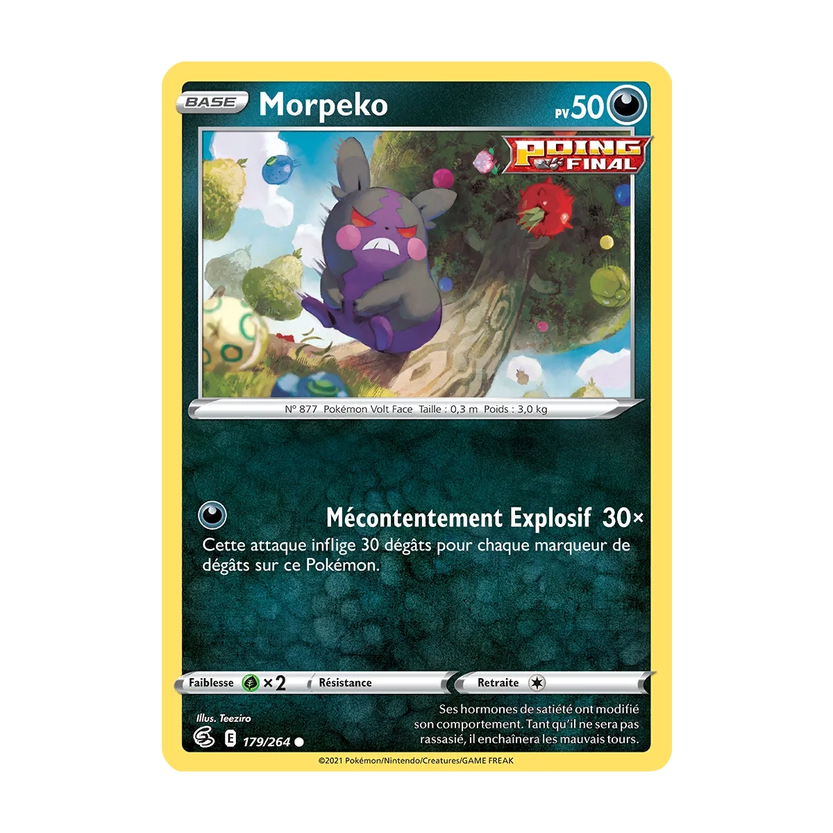 Morpeko 179/264 : Joyau Commune (Brillante) de l'extension Pokémon Poing de Fusion