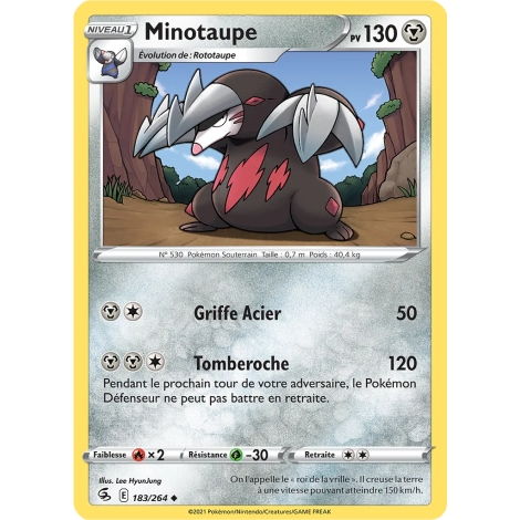 Minotaupe 183/264 : Joyau Peu commune (Brillante) de l'extension Pokémon Poing de Fusion