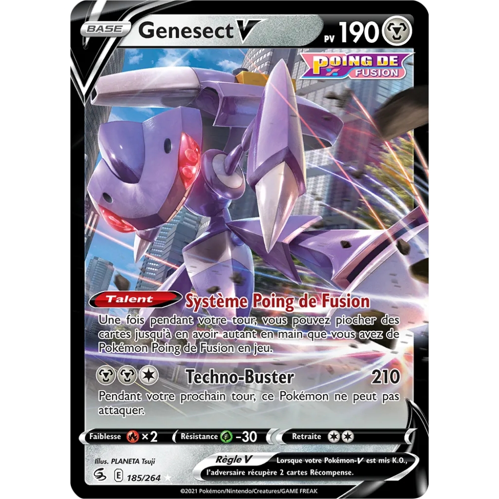 Genesect 185/264 rare V de l'extension Pokémon Poing de Fusion