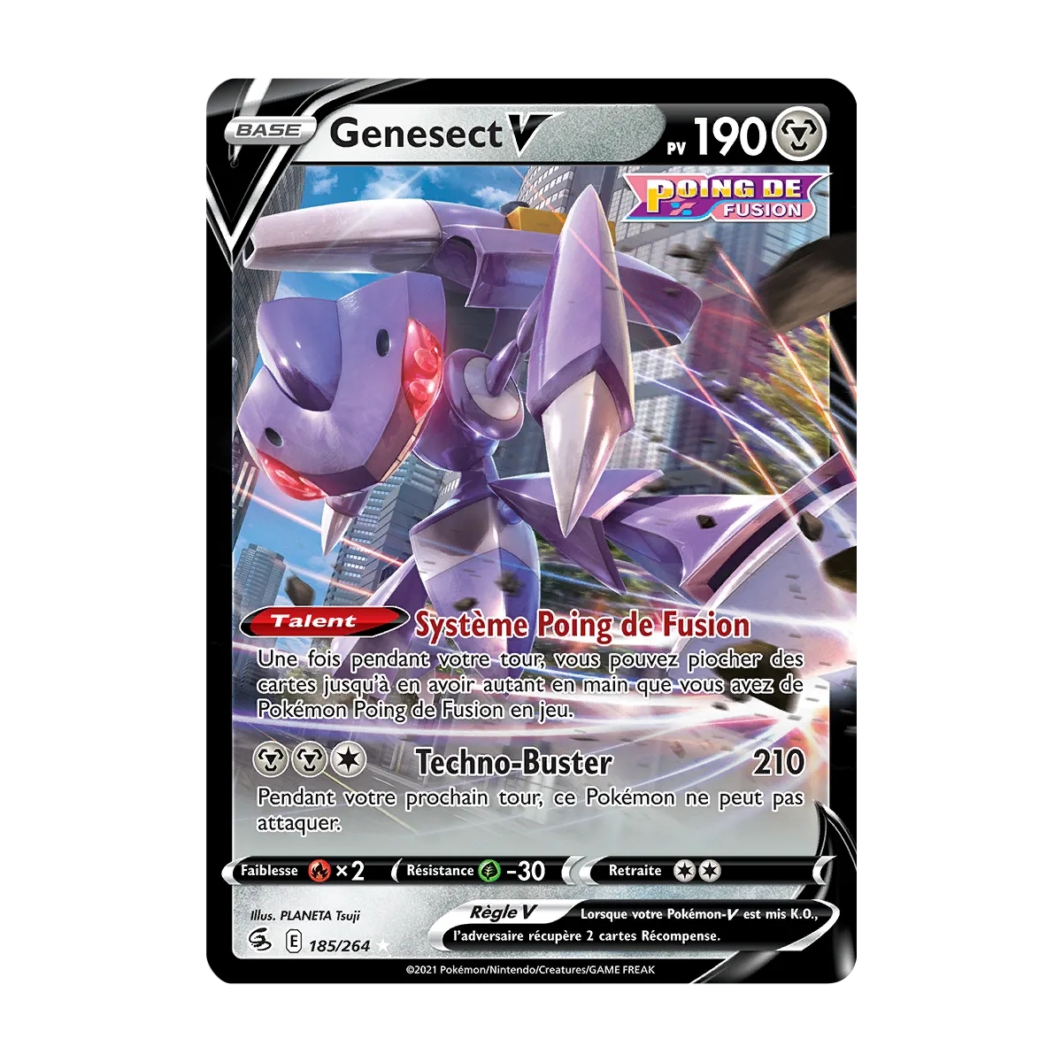 Genesect 185/264 rare V de l'extension Pokémon Poing de Fusion