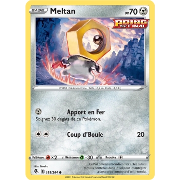 Meltan 188/264 Brillante de l'extension Pokémon Poing de Fusion