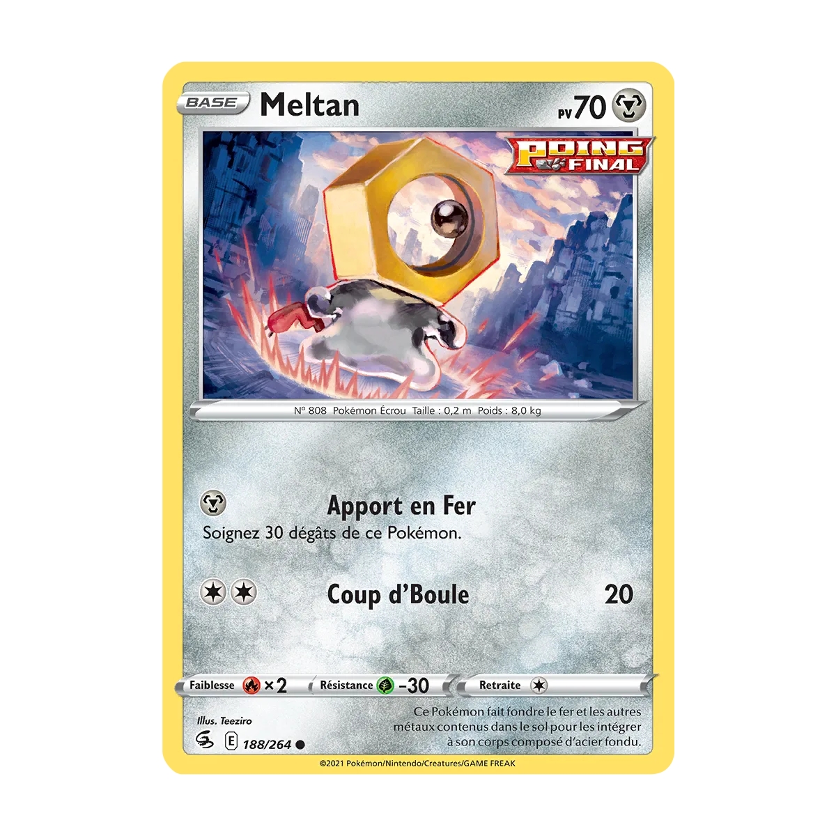 Meltan 188/264 Brillante de l'extension Pokémon Poing de Fusion