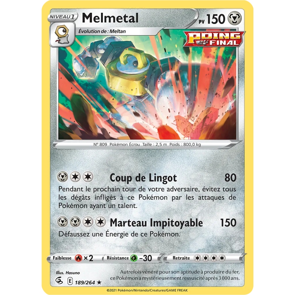 Carte Melmetal - Holographique rare de Pokémon Poing de Fusion 189/264