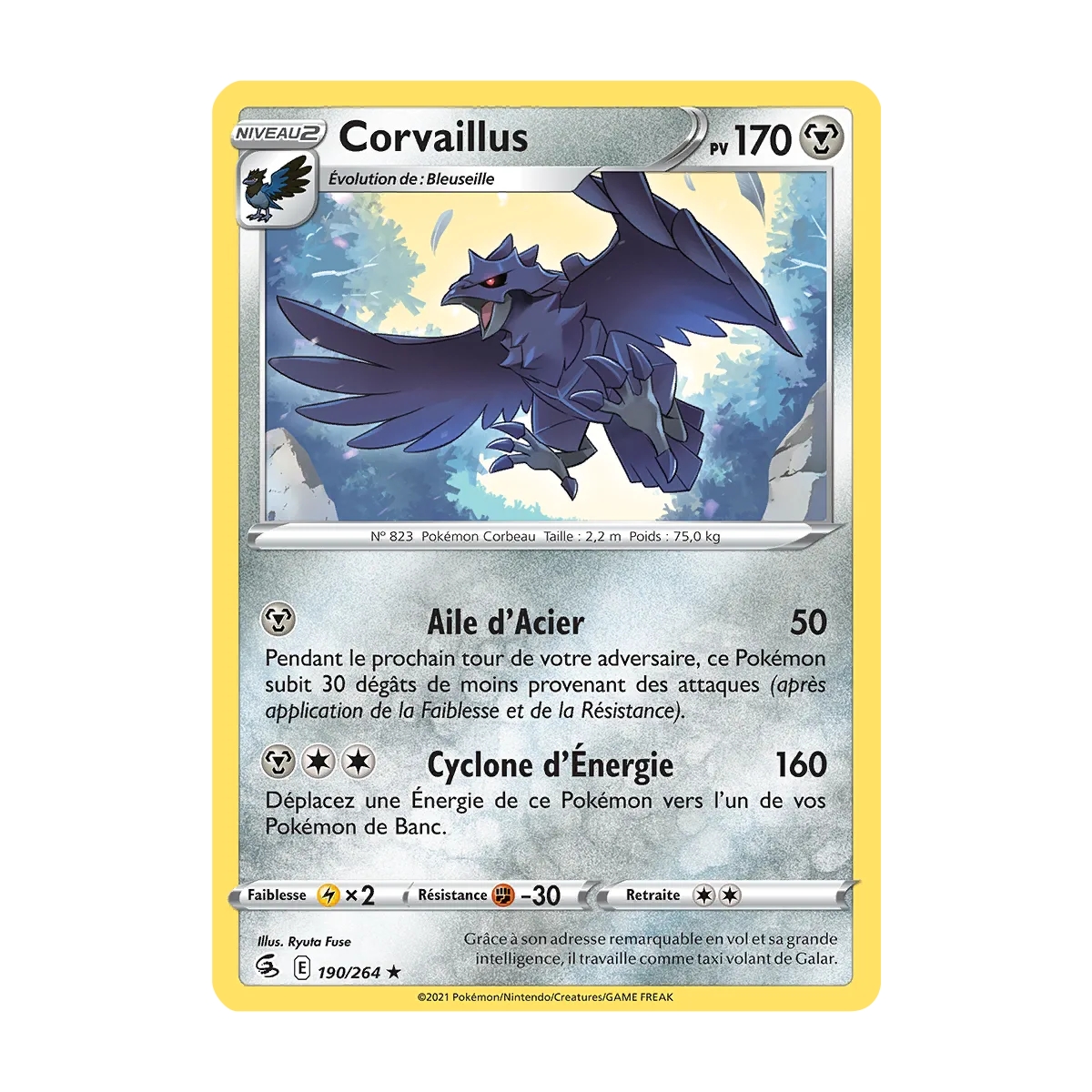 Corvaillus, carte Rare (Brillante) de la série Poing de Fusion