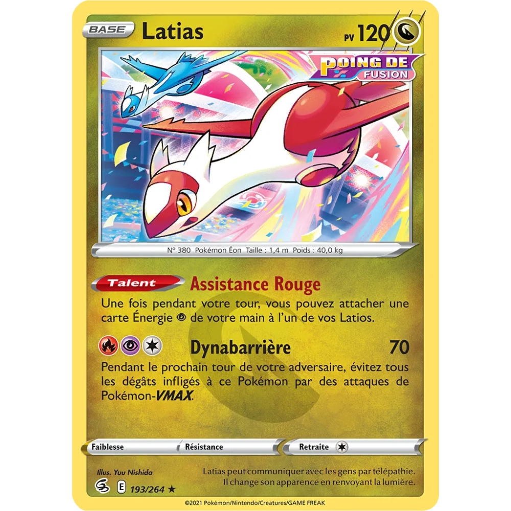 Découvrez Latias, carte Rare (Brillante) de la série Poing de Fusion