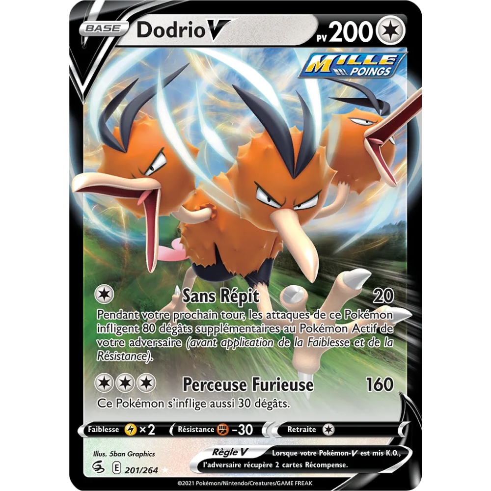 Dodrio 201/264 : Joyau Holographique rare V de l'extension Pokémon Poing de Fusion