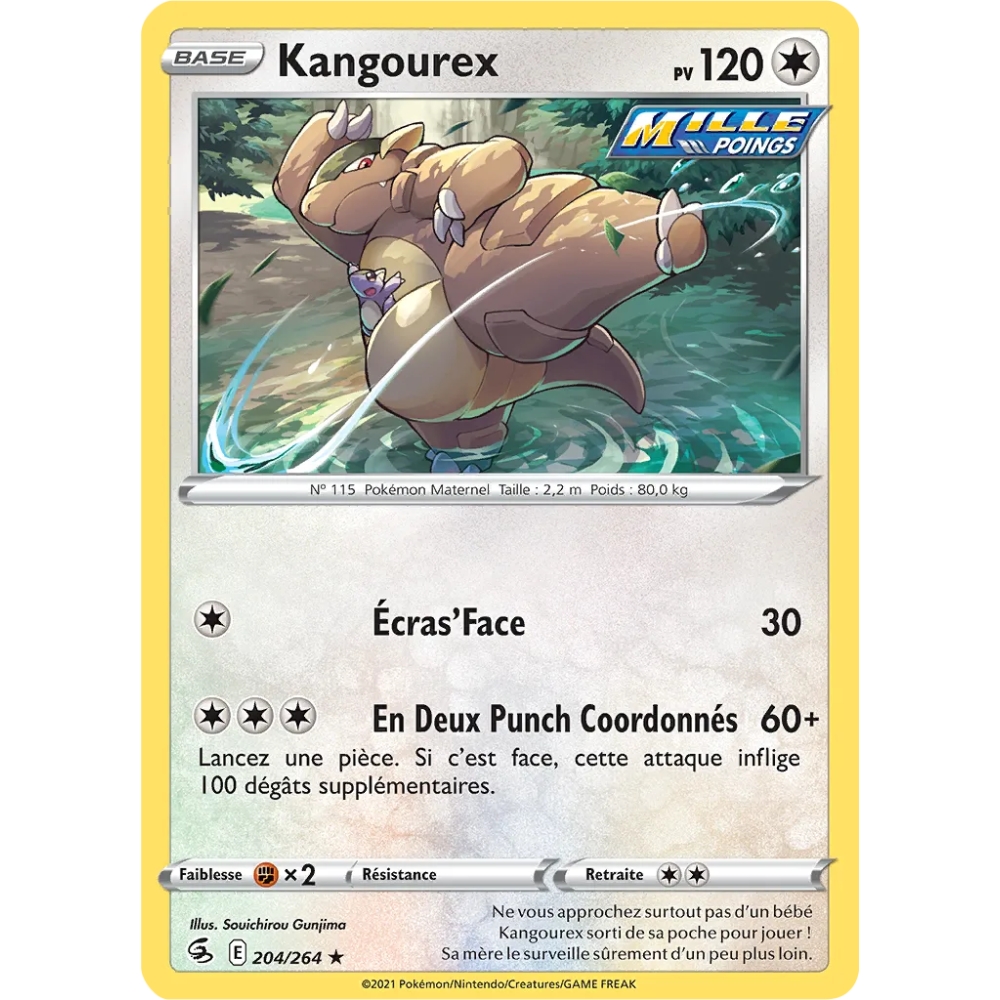 Carte Kangourex - Rare (Brillante) de Pokémon Poing de Fusion 204/264