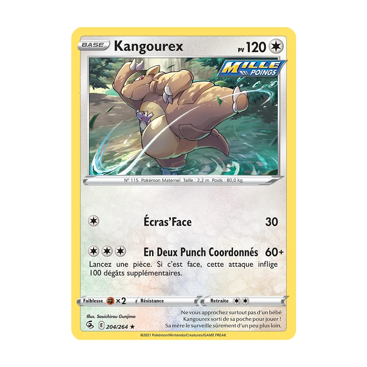 Carte Kangourex - Rare (Brillante) de Pokémon Poing de Fusion 204/264