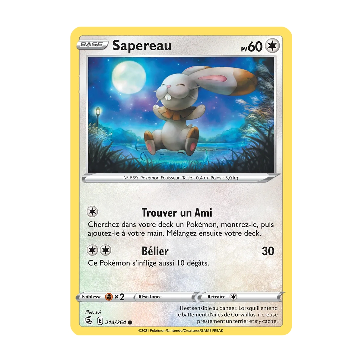 Sapereau 214/264 : Joyau Commune (Brillante) de l'extension Pokémon Poing de Fusion