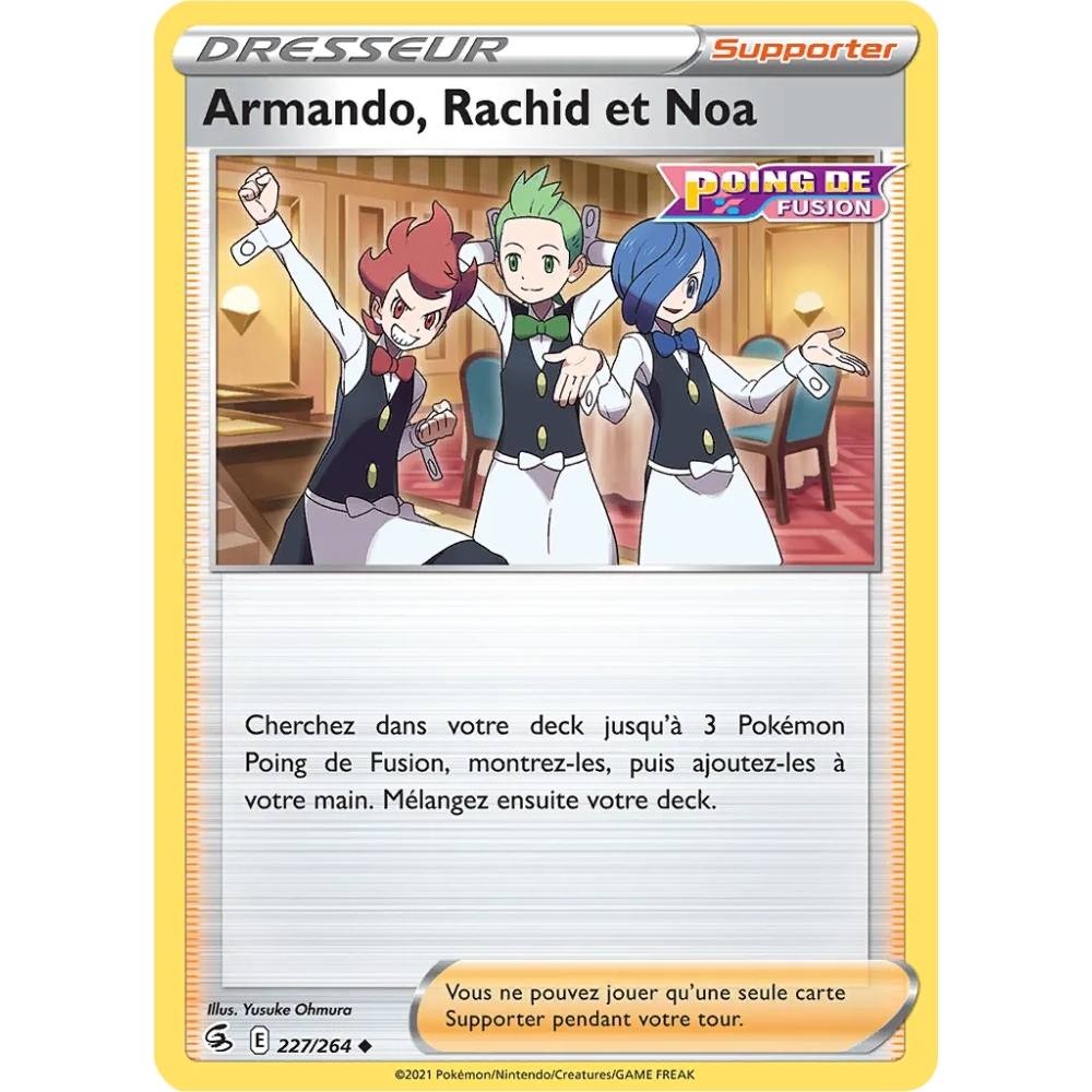 Carte Armando, Rachid et Noa - Peu commune (Brillante) de Pokémon Poing de Fusion 227/264