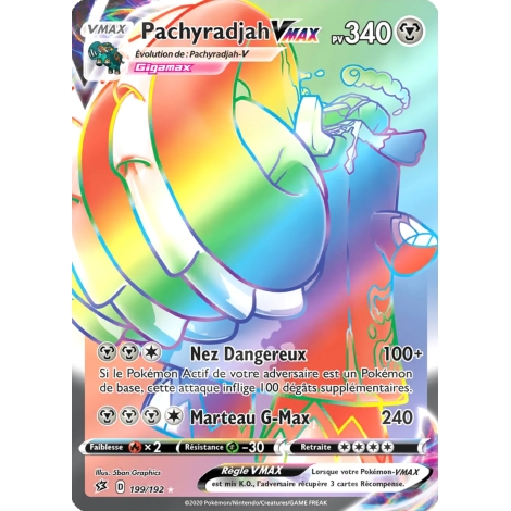 Carte Pachyradjah - Arc-en-ciel rare de Pokémon Épée et Bouclier Clash des Rebelles 199/192