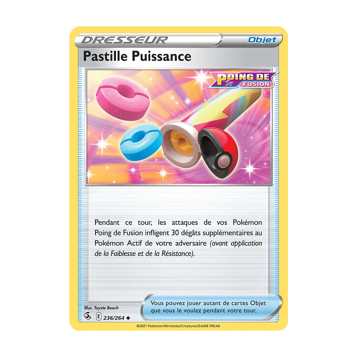 Découvrez Pastille Puissance, carte Peu commune (Brillante) de la série Poing de Fusion