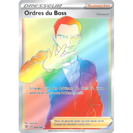 Ordres du Boss 200/192 : Joyau Arc-en-ciel rare de l'extension Pokémon Épée et Bouclier Clash des Rebelles