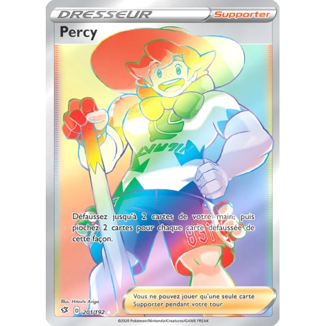 Percy 201/192 : Joyau Arc-en-ciel rare de l'extension Pokémon Épée et Bouclier Clash des Rebelles