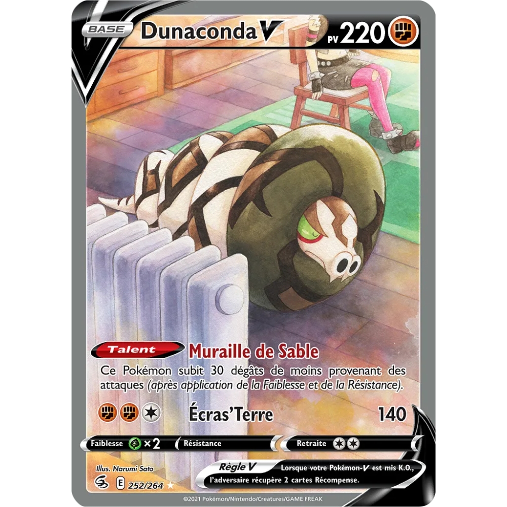 Carte Dunaconda - Ultra rare de Pokémon Poing de Fusion 252/264